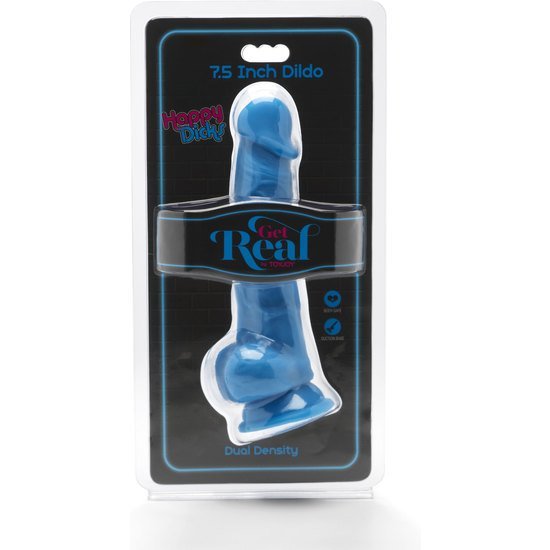 Happy dicks dildo con testículos 19cm - azul