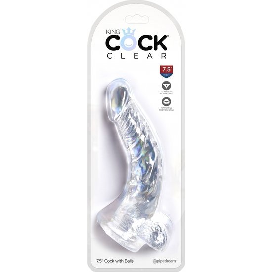 King cock - dildo realista curvado , transparente -16,5 cm
