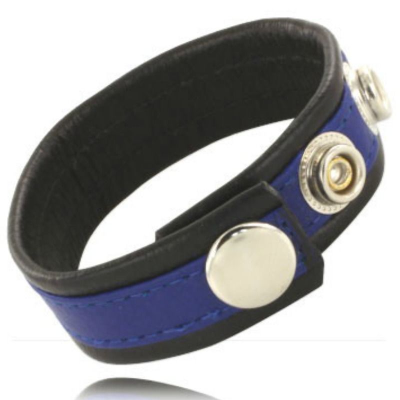 Blauw-Zwarte Penisriem - Leather Flex
