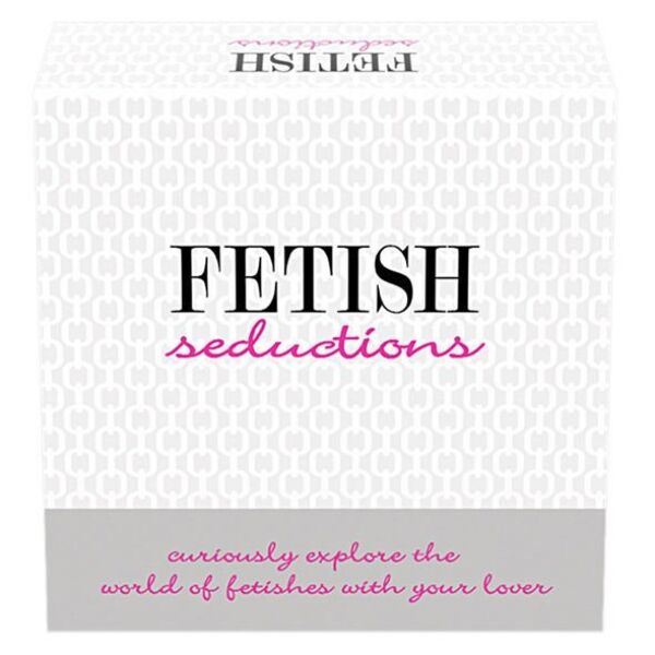 Erotisch kaartspel Kheper Games Fetish Seductions met doos, kaarten, dobbelstenen en accessoires