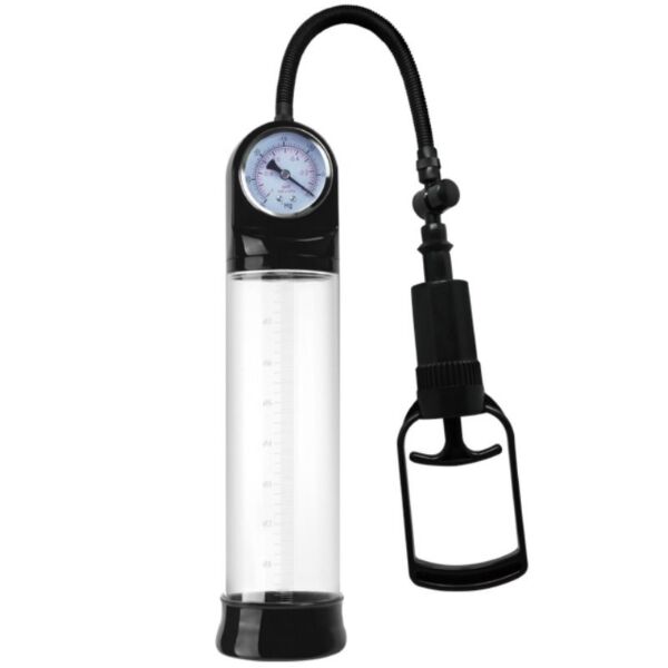 Penispomp Pretty Love BM-010088PL met doorzichtige cilinder, trekker en manometer