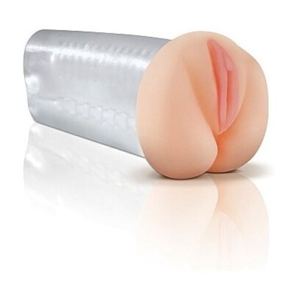 Transparante masturbator voor mannen Pipedream Extreme Toyz, met de kralen aan de binnenkant zichtbaar