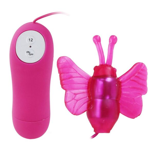 Lila Baile vlindervibrator met voelsprieten en bedrade bediening