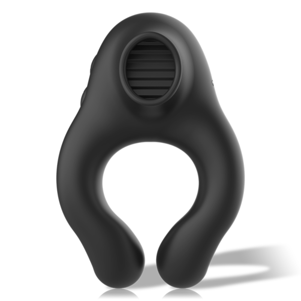 Vibrerende cockring Black&Silver Licking van zwarte siliconen