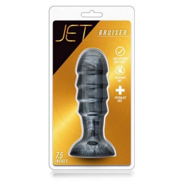 Buttplug Blush Novelties Jet Bruiser met ribbels en basis met zuignap