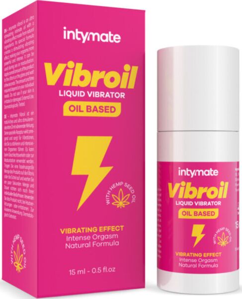 Flacon van 15 ml met de stimulerende olie Intymate Vibroil van IntimateLine