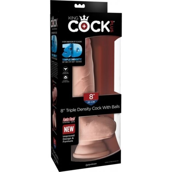 Realistische dildo King Cock Plus Triple Density van Pipedream, met zuignap onderaan