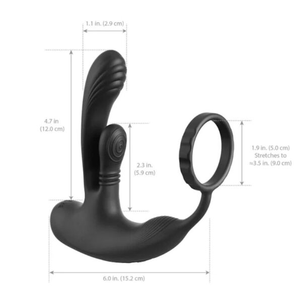 Pipedream Ass-Gasm IntiMotion prostaatmassager met kop voor de prostaat, geribbelde buttplug en perineumkussentje