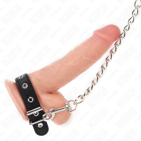 Cockring Kink Ring Power met verstelbare riem en metalen ketting