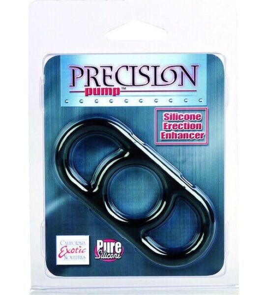CalExotics Precision Pump Enhancer Black cockring met twee lipjes