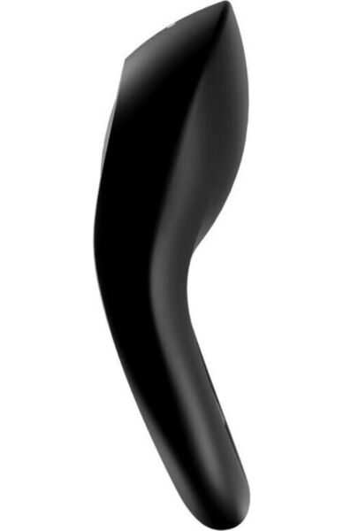 Zwarte vibrerende cockring Satisfyer Legendary Duo met twee ringen en de stimulator aan de voorkant