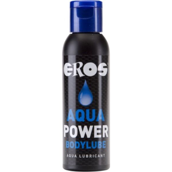 Flacon met pompje van het glijmiddel op waterbasis Eros Aqua Power 50 ml