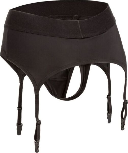 Stringharnas CalExotics Boundless Thong with Garter met jarretels en ring aan de voorkant