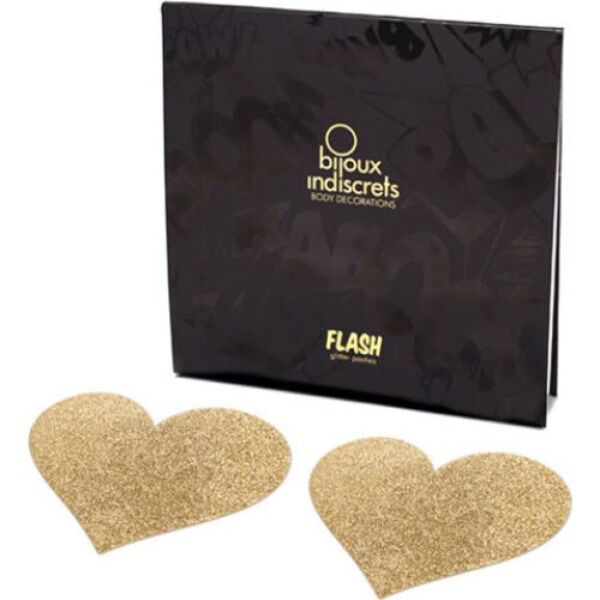 Tepelstickers Bijoux Indiscrets Flash Heart in hartvorm met glanzende afwerking