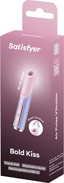Satisfyer Bold Kiss Wave luchtdrukvibrator in roze en paars