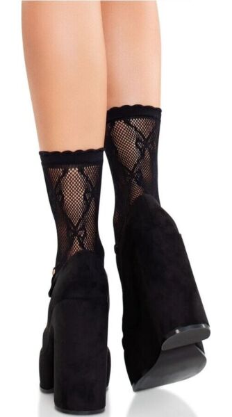 Zwarte netsokken Leg Avenue Bow Babe met strik