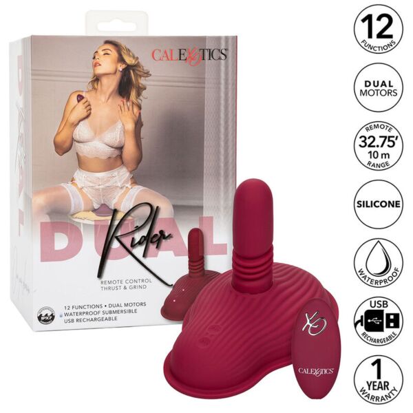 CalExotics Dual Rider Thrust & Grind vibrator in rood, met afstandsbediening
