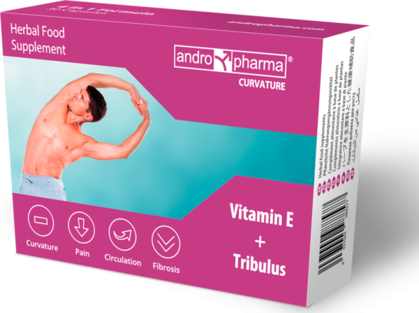 Verpakking van het voedingssupplement Andropharma Curvature, met 30 capsules