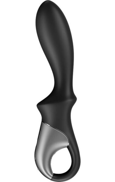Anale vibrator Satisfyer Heat Climax Connect App in zwart, met handgreep en stopring