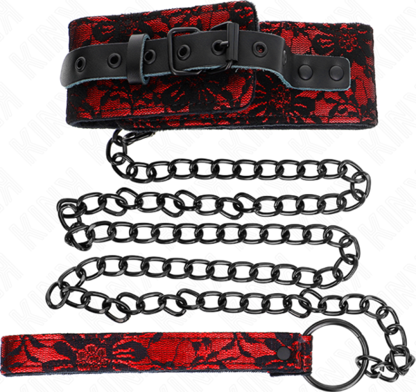 Halsband met riem Kink 105 cm, van leer en siliconen