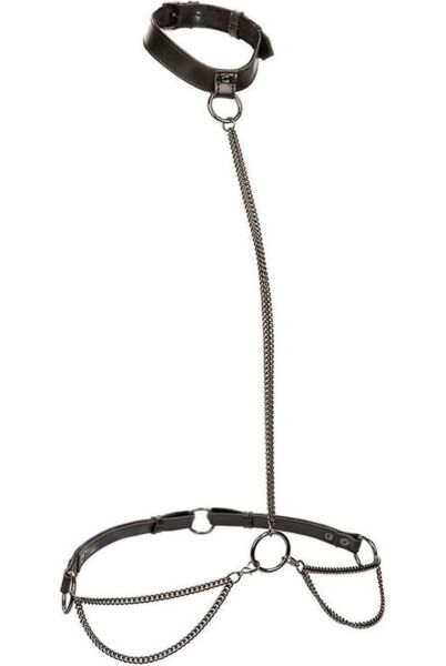 Calexotics Euphoria Plus Size Halter kettingharnas, om te bouwen tot halsband met riem