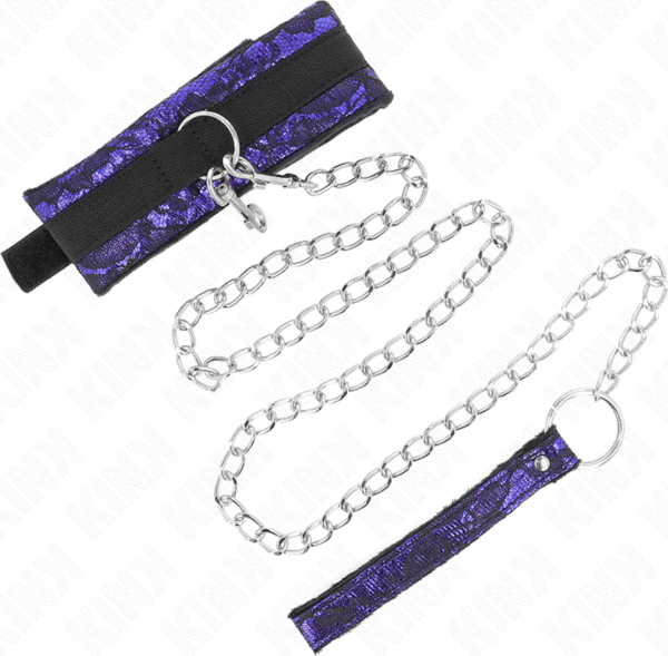 Halsband met riem Kink 105 cm van fluweel met nylon rand