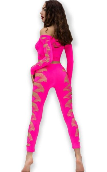 Chilirose CR 4632 set van top en legging, naadloos, in neonroze