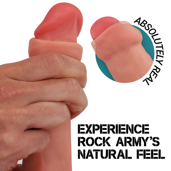Realistische dildo Rock Army Raptor in natuurlijke tint met zuignapvoet