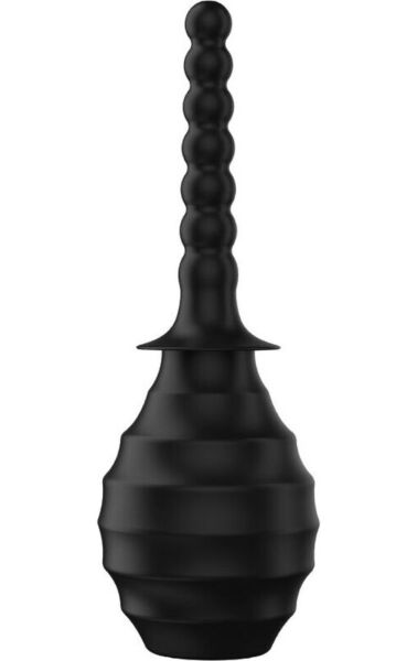 Anale douche Mr Play BLKM7 Super Power in zwart, met knijpbal en mondstuk