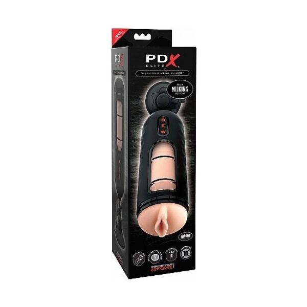 Masturbator PDX Elite Mega Milker van Pipedream, met automatische compressie, doorzichtig venster en zuignap