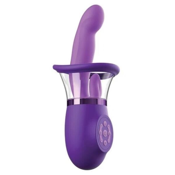 Paarse Pipedream Ultimate Pleasure Pro Plus konijnvibrator met gebogen arm en tong voor clitorisstimulatie