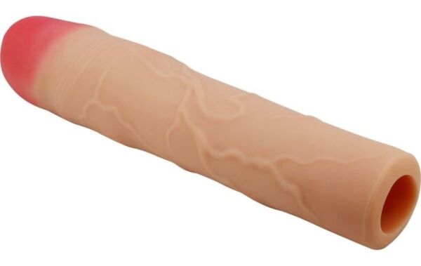 Penis sleeve met verlenging Pretty Love BI-026257, huidskleur, met aders en duidelijke eikel