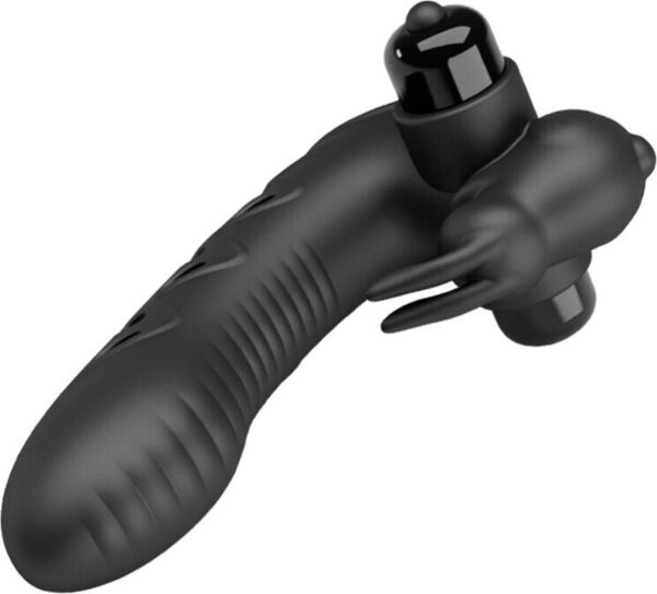 Vingervibrator Pretty Love BI-014851 in konijnvorm, in glanzend zwart