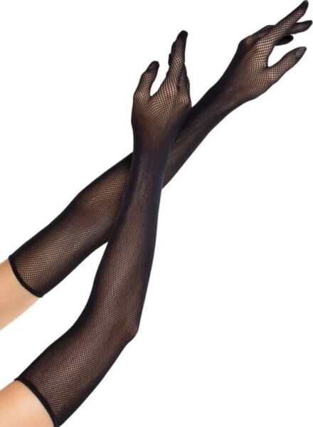 Zwarte nethandschoenen Leg Avenue Opera Length Fishnet Gloves, met operalengte