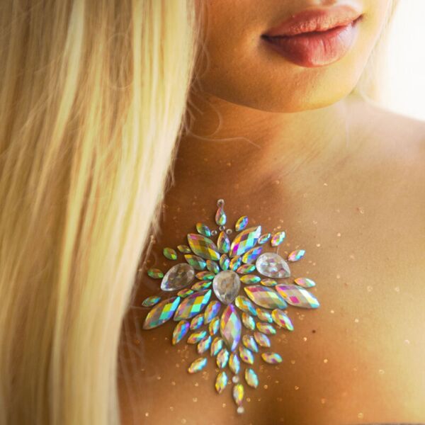Zelfklevend lichaamssieraad Leg Avenue Celestial Jewels, met zilverkleurige strass in hemels design
