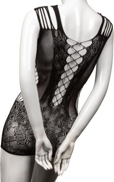Minijurkje Scandal Peek-A-Boo Mini Dress van CalExotics, van zwart mesh kant