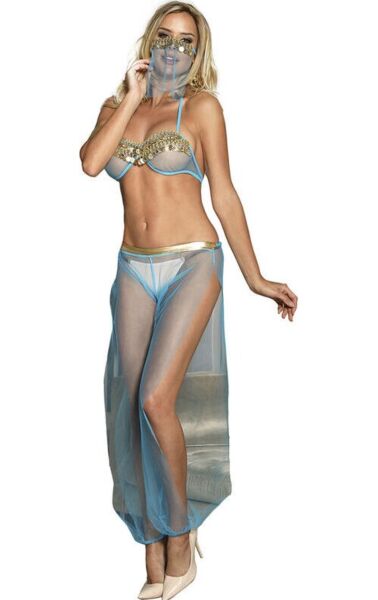 Lingerieset Subblime India Style met blauwe bralette en goudkleurige pailletten