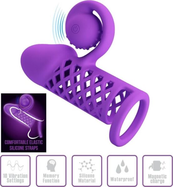Paarse penis sleeve Romance Harden met spiraalvormige kop