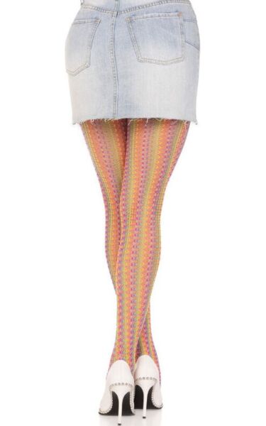 Netpanty Leg Avenue Acadia Rainbow, met meerkleurig regenboogpatroon