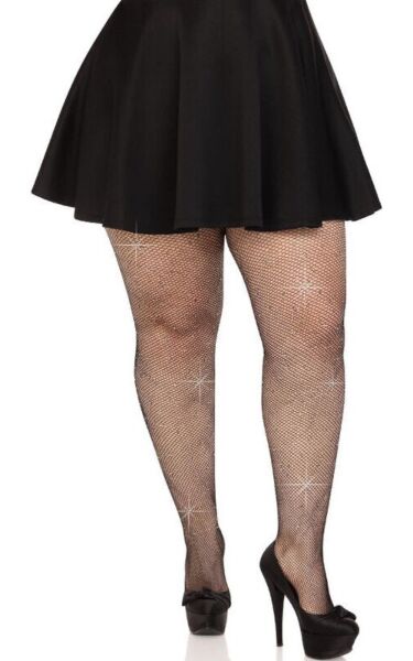 Leg Avenue Colby Rhinestone Plus Size netpanty met strass