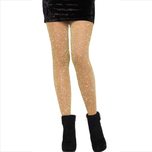 Transparante panty Leg Avenue Lurex Shimmer Gold, goudkleurig met glans