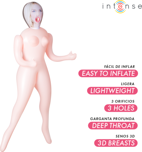 Opblaaspop Intense Dolls Ingrid met drie openingen en 3D-borsten