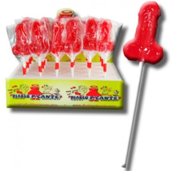 Gummy lolly Diablo Goloso aardbei van Diablo Picante, in penisvorm