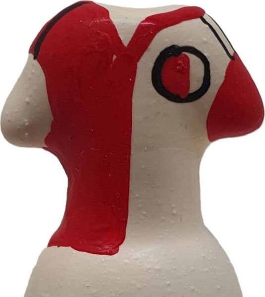 Beschilderd fopcondoom Condomerie Feyenoord, met de hand versierd