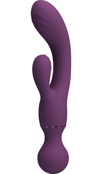 Siliconen rabbitvibrator Pretty Love BW-055022 met twee geribbelde koppen en een afgerond handvat