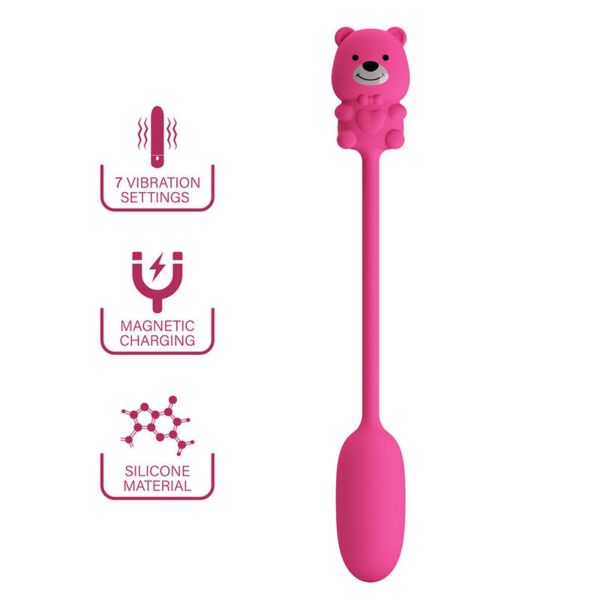Roze vibrerend eitje Pretty Love Olson met bedrade bedieningsunit in beervorm