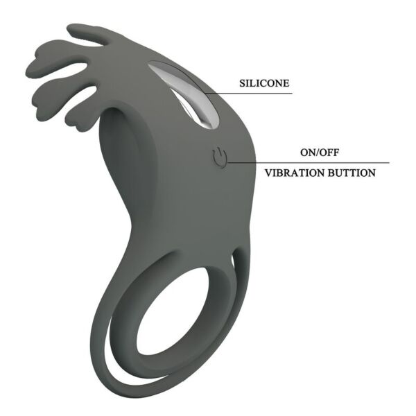 Cockring Pretty Love Master Ring in zwart, met stimulator bovenop en flexibele nopjes