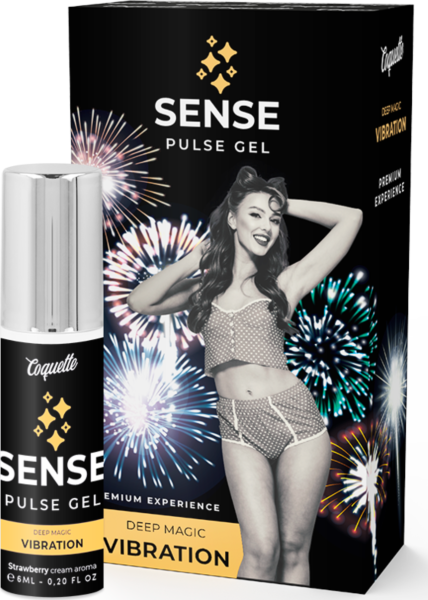 Vloeibare vibrator Coquette Chic Desire Sense Pulse Gel in de verpakking met verstuiver
