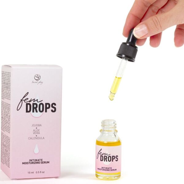 Flesje met pipet van het intieme hydraterende serum Secret Play Fem Drops van 15 ml