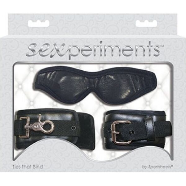 Bondageset Sportsheets Ties That Bind met koppelstukken en blinddoek